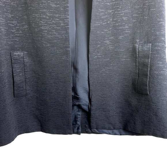 Eileen Fisher Collarless Open Front Textured Black Blazer Jacket Size Petite L - Picture 6 of 16